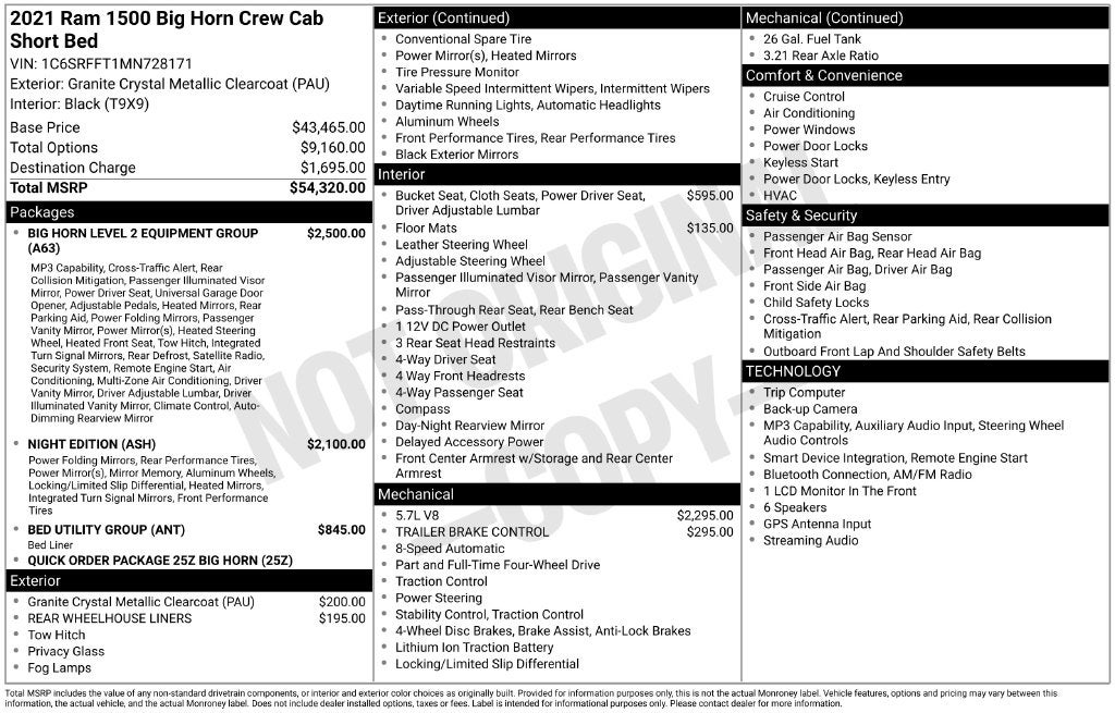 2021 RAM 1500 Big Horn/Lone Star