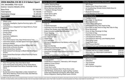 2026 Mazda Mazda CX-30 2.5 S Select Sport