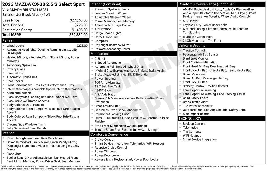 2026 Mazda Mazda CX-30 2.5 S Select Sport