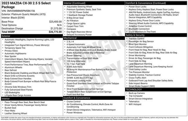 2023 Mazda Mazda CX-30 2.5 S Select Package