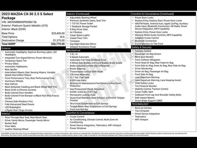 2023 Mazda Mazda CX-30 2.5 S Select Package