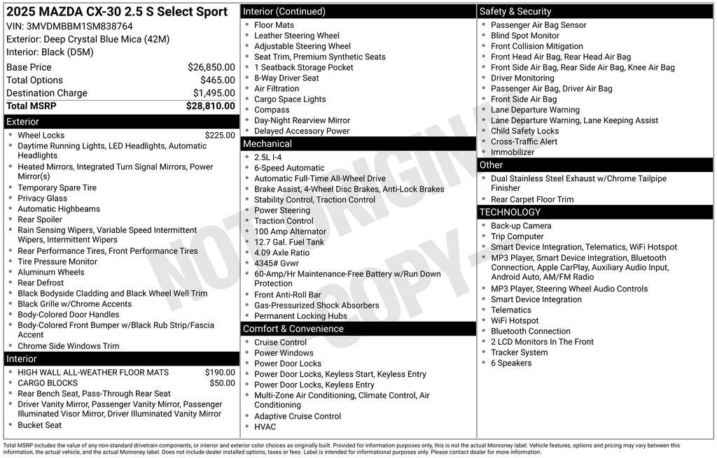 2025 Mazda Mazda CX-30 2.5 S Select Sport