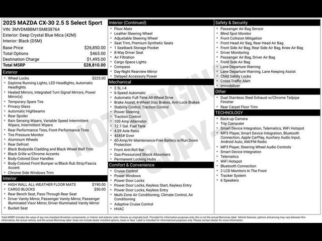 2025 Mazda Mazda CX-30 2.5 S Select Sport
