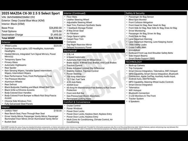 2025 Mazda Mazda CX-30 2.5 S Select Sport
