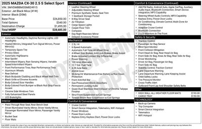 2025 Mazda Mazda CX-30 2.5 S Select Sport