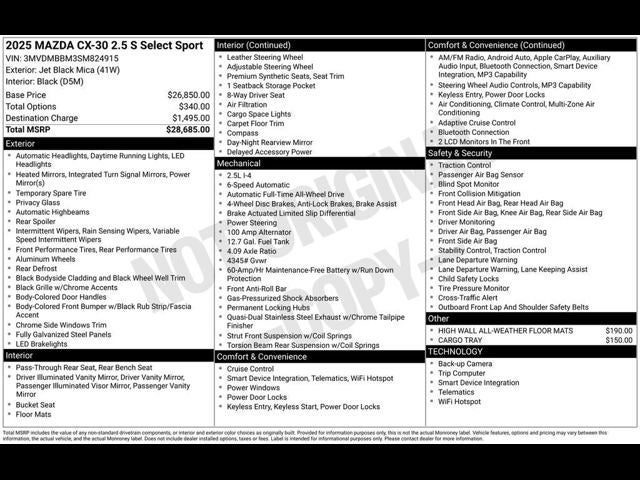 2025 Mazda Mazda CX-30 2.5 S Select Sport