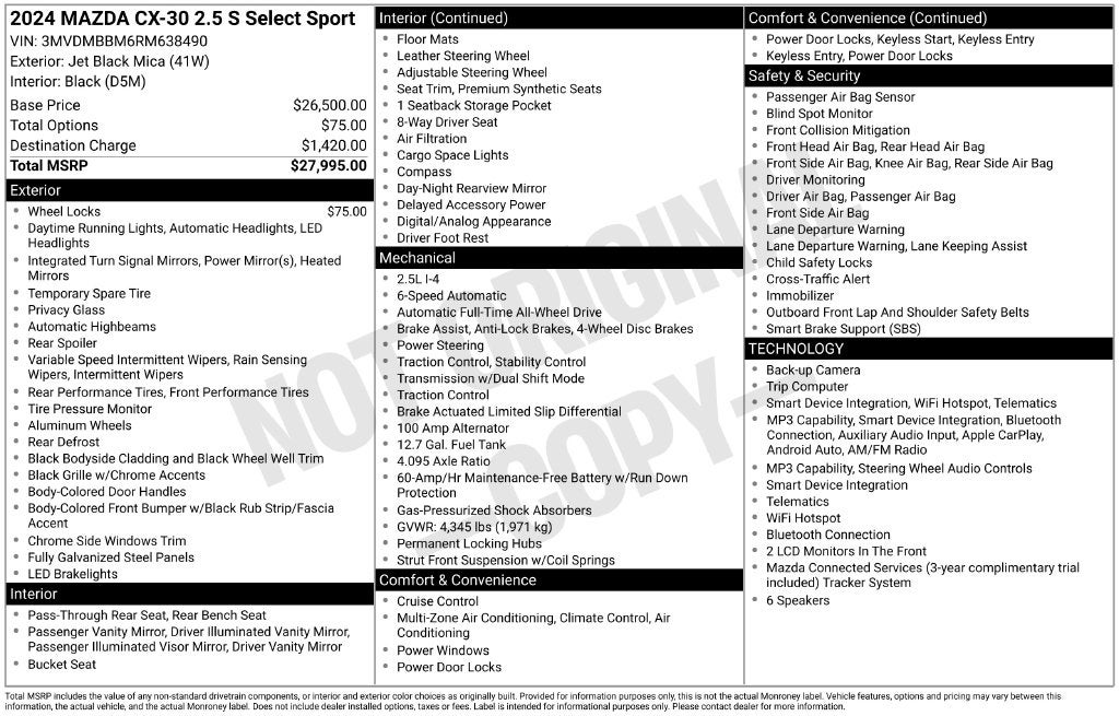 2024 Mazda Mazda CX-30 2.5 S Select Sport
