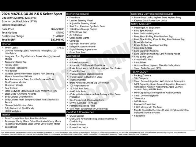 2024 Mazda Mazda CX-30 2.5 S Select Sport