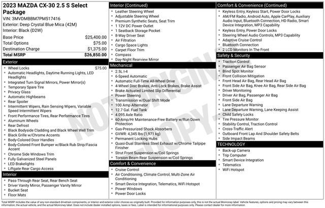 2023 Mazda Mazda CX-30 2.5 S Select Package