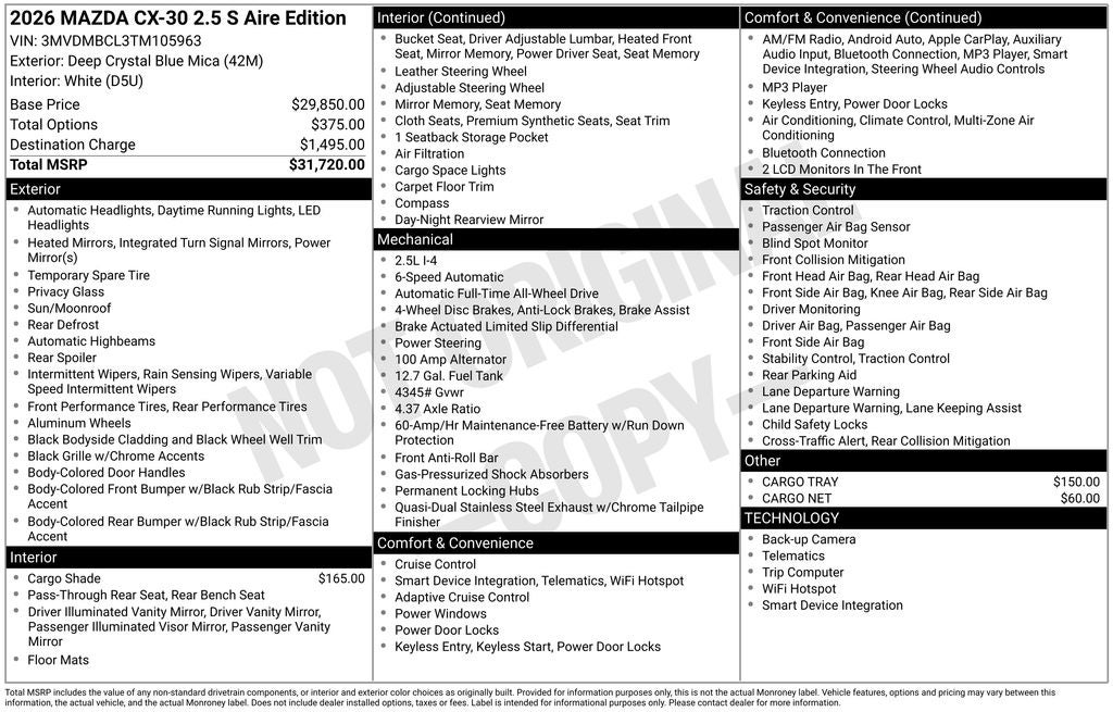 2026 Mazda Mazda CX-30 2.5 S Aire Edition