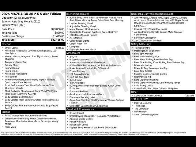 2026 Mazda Mazda CX-30 2.5 S Aire Edition