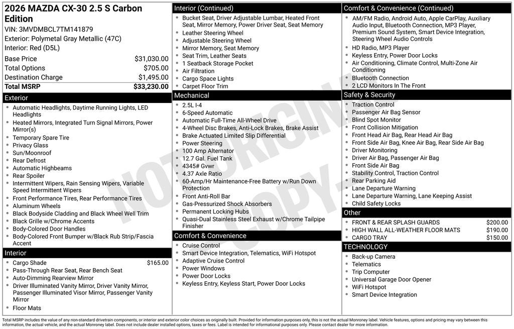 2026 Mazda Mazda CX-30 2.5 S Carbon Edition