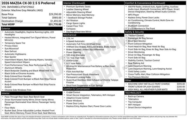 2026 Mazda Mazda CX-30 2.5 S Preferred