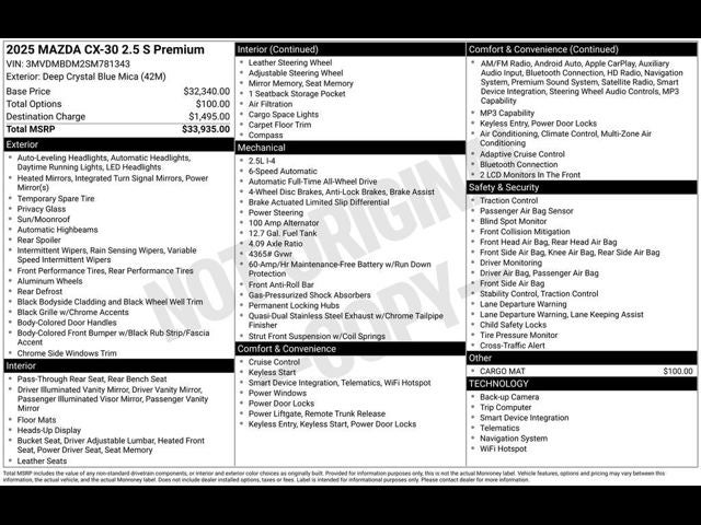 2025 Mazda Mazda CX-30 2.5 S Premium Package