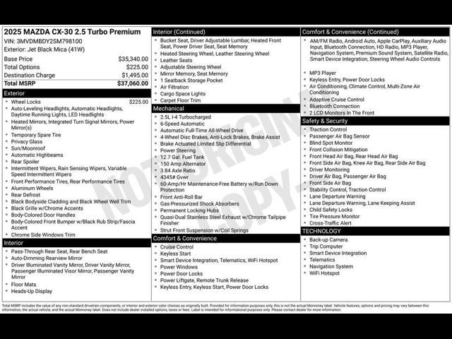 2025 Mazda Mazda CX-30 2.5 Turbo Premium Package