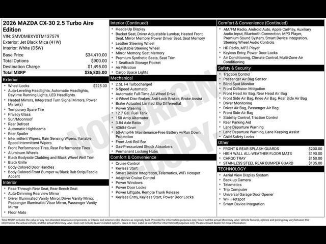 2026 Mazda Mazda CX-30 2.5 Turbo Aire Edition AWD