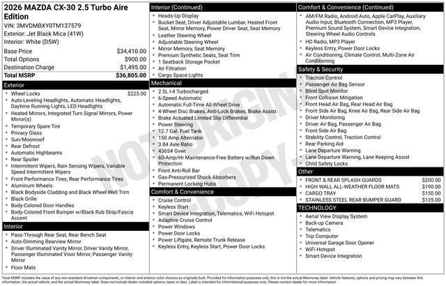 2026 Mazda Mazda CX-30 2.5 Turbo Aire Edition AWD