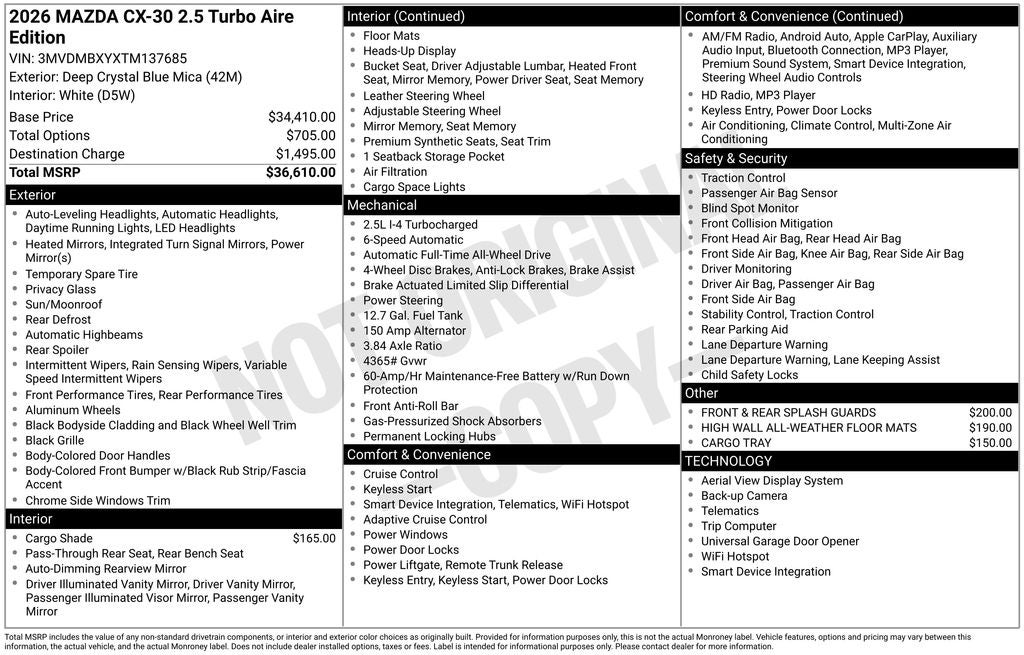 2026 Mazda Mazda CX-30 2.5 Turbo Aire Edition