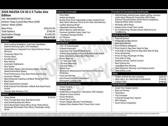 2026 Mazda Mazda CX-30 2.5 Turbo Aire Edition AWD