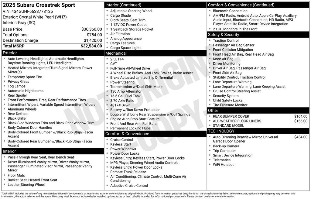 2025 Subaru Crosstrek Sport