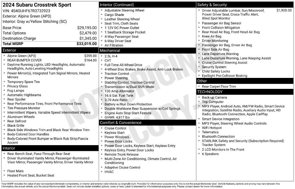 2024 Subaru Crosstrek Sport