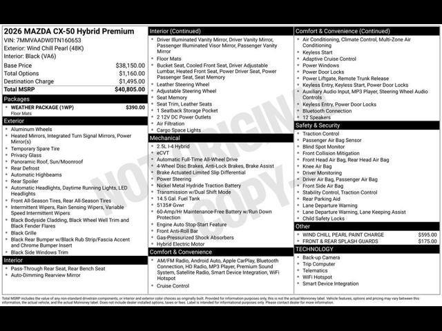 2026 Mazda Mazda CX-50 Hybrid Premium AWD