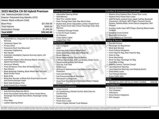 2025 Mazda Mazda CX-50 Hybrid Premium Package
