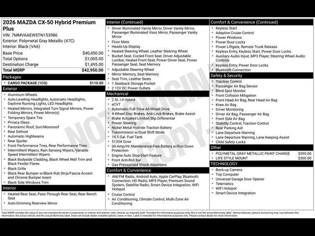 2026 Mazda Mazda CX-50 Hybrid Premium Plus AWD