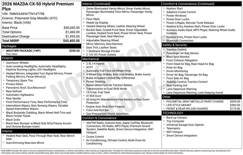 2026 Mazda Mazda CX-50 Hybrid Premium Plus AWD