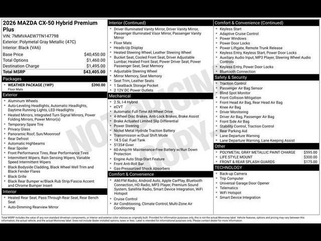 2026 Mazda Mazda CX-50 Hybrid Premium Plus AWD