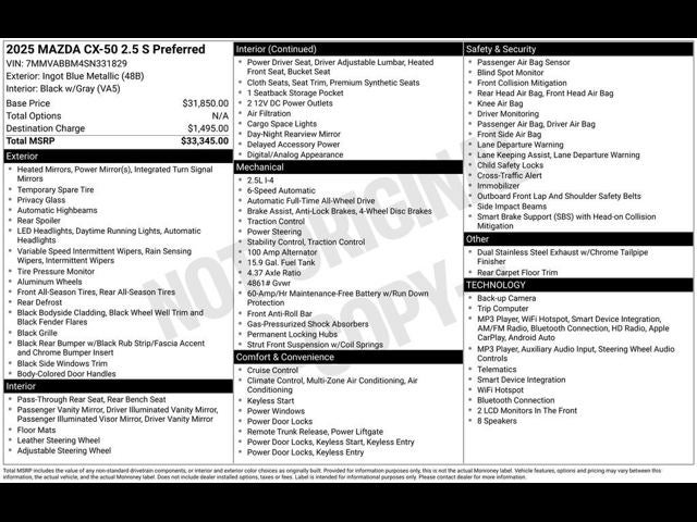 2025 Mazda Mazda CX-50 2.5 S Preferred Package