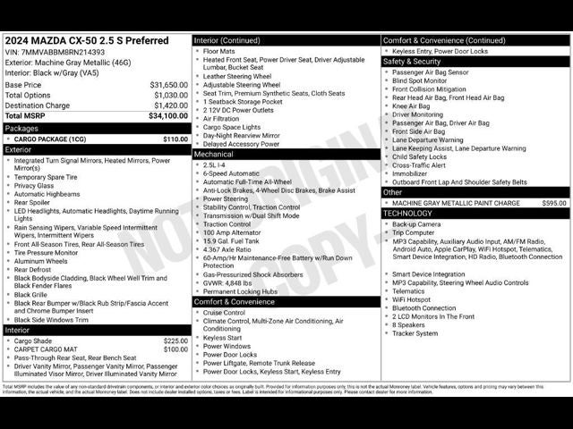 2024 Mazda Mazda CX-50 2.5 S Preferred Package