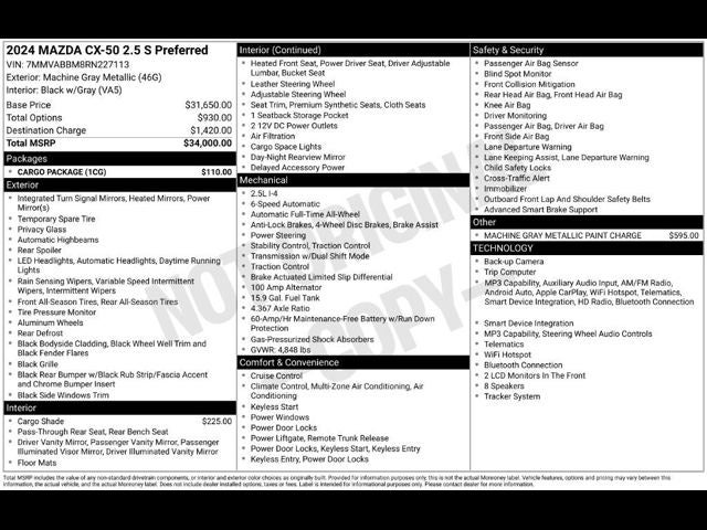 2024 Mazda Mazda CX-50 2.5 S Preferred Package
