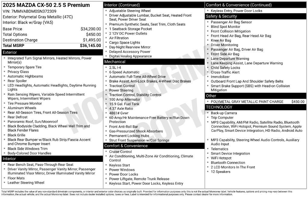 2025 Mazda Mazda CX-50 2.5 S Premium Package