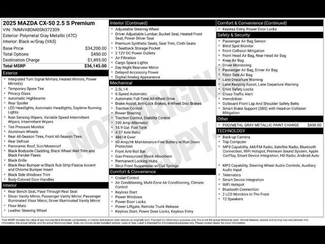 2025 Mazda Mazda CX-50 2.5 S Premium Package