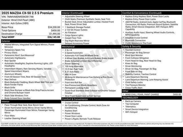 2025 Mazda Mazda CX-50 2.5 S Premium Package