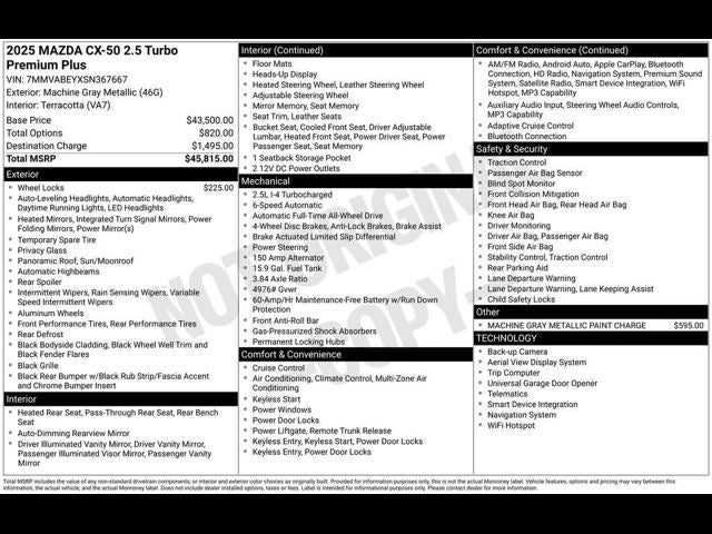 2025 Mazda Mazda CX-50 2.5 Turbo Premium Plus Package