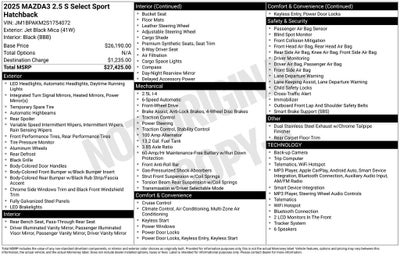 2025 Mazda Mazda3 2.5 S Select Sport