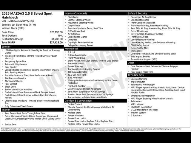 2025 Mazda Mazda3 2.5 S Select Sport