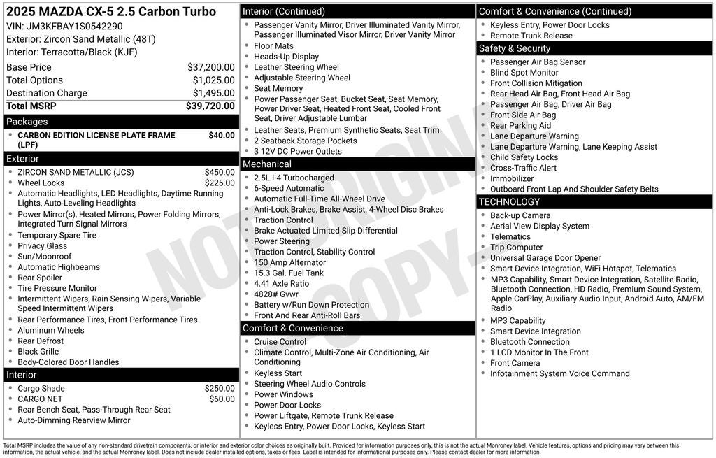 2025 Mazda Mazda CX-5 2.5 Carbon Turbo