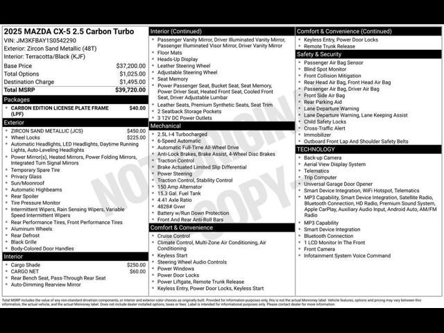 2025 Mazda Mazda CX-5 2.5 Carbon Turbo