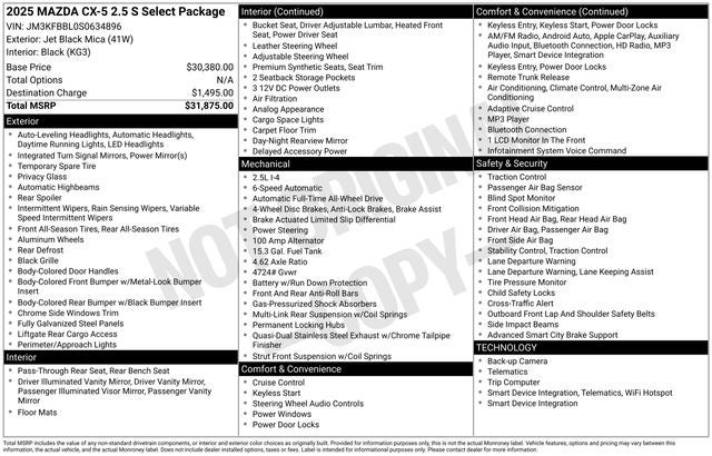 2025 Mazda Mazda CX-5 2.5 S Select Package