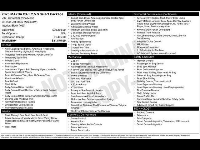 2025 Mazda Mazda CX-5 2.5 S Select Package