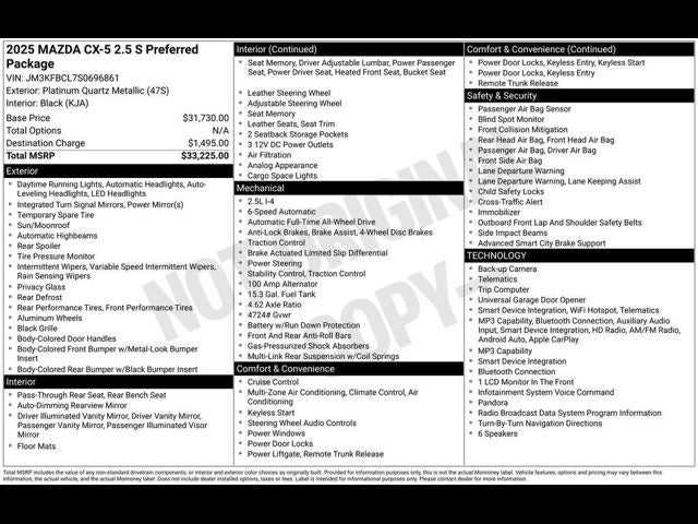 2025 Mazda Mazda CX-5 2.5 S Preferred Package
