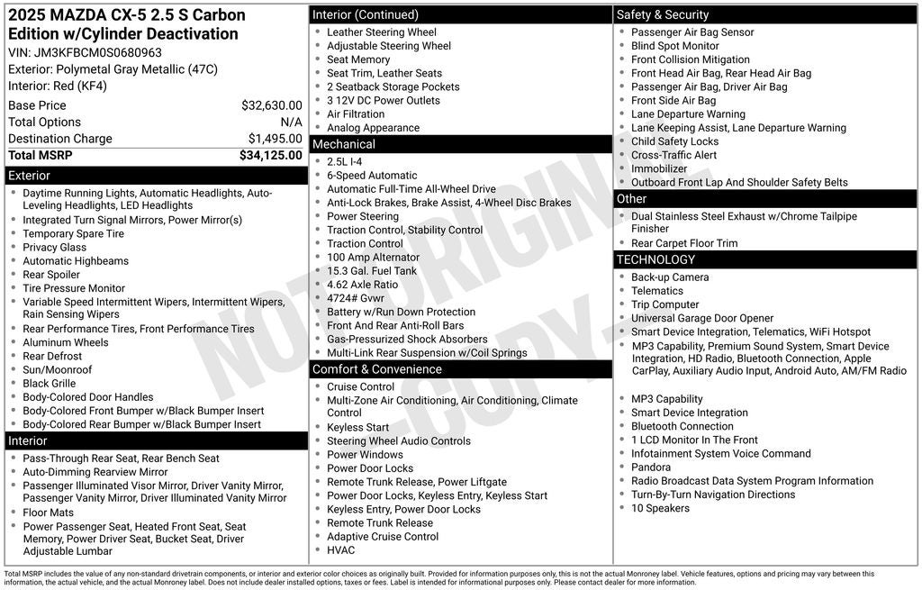 2025 Mazda Mazda CX-5 2.5 S Carbon Edition