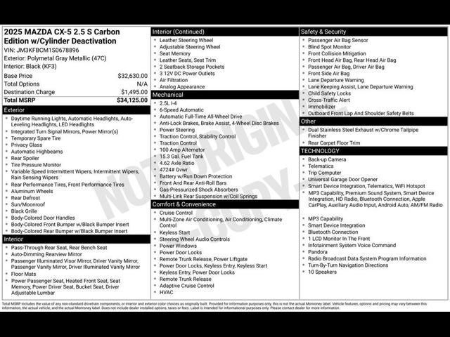2025 Mazda Mazda CX-5 2.5 S Carbon Edition