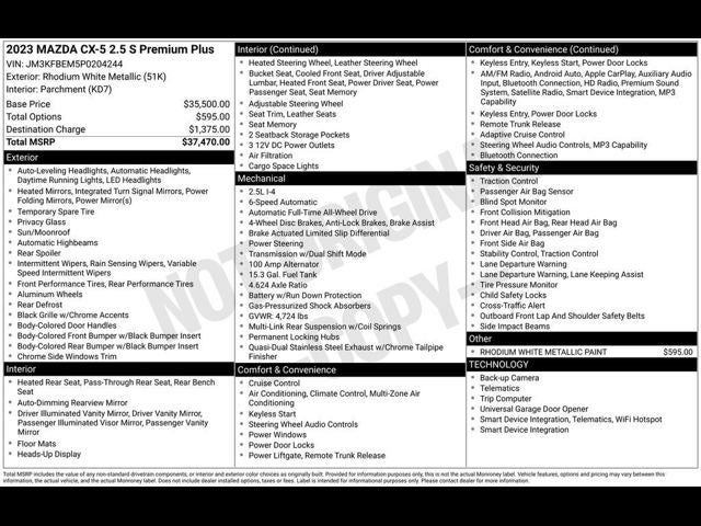 2023 Mazda Mazda CX-5 2.5 S Premium Plus Package