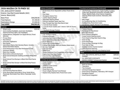2026 Mazda Mazda CX-70 Plug-In Hybrid SC AWD