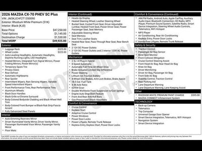 2026 Mazda Mazda CX-70 Plug-In Hybrid SC Plus AWD
