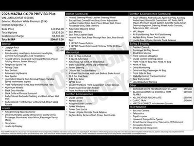 2026 Mazda Mazda CX-70 Plug-In Hybrid SC Plus AWD